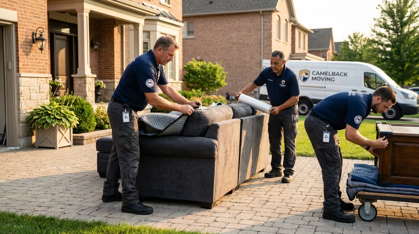 Large estate moving crew wrapping furniture in Phoenix, NY